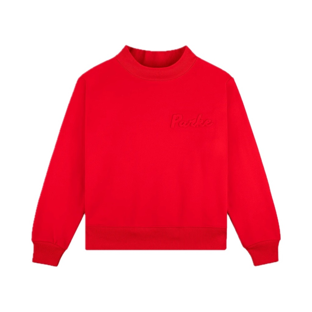 Parke Valentines Red Embossed Mockneck